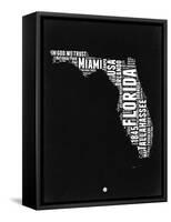 Florida Black and White Map-NaxArt-Framed Stretched Canvas