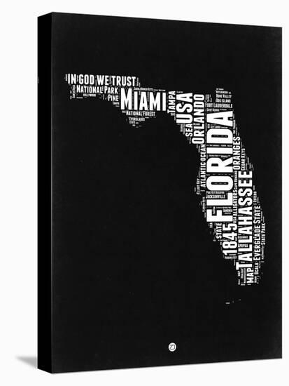 Florida Black and White Map-NaxArt-Stretched Canvas