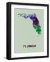 Florida Color Splatter Map-NaxArt-Framed Art Print