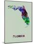 Florida Color Splatter Map-NaxArt-Mounted Art Print
