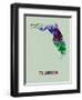 Florida Color Splatter Map-NaxArt-Framed Art Print