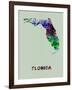 Florida Color Splatter Map-NaxArt-Framed Art Print