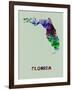 Florida Color Splatter Map-NaxArt-Framed Art Print