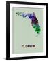 Florida Color Splatter Map-NaxArt-Framed Art Print