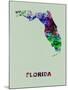 Florida Color Splatter Map-NaxArt-Mounted Art Print