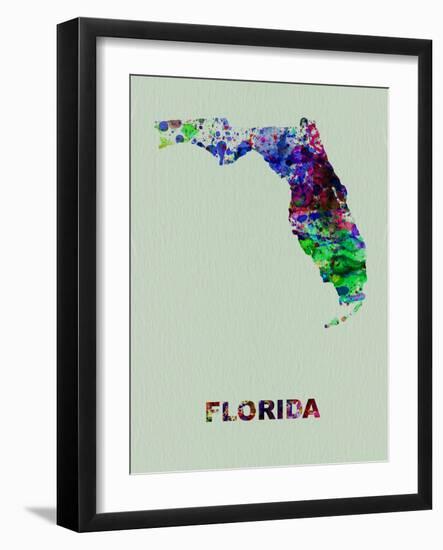 Florida Color Splatter Map-NaxArt-Framed Art Print