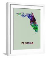 Florida Color Splatter Map-NaxArt-Framed Art Print