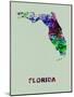 Florida Color Splatter Map-NaxArt-Mounted Art Print