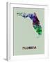 Florida Color Splatter Map-NaxArt-Framed Art Print