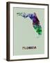 Florida Color Splatter Map-NaxArt-Framed Art Print