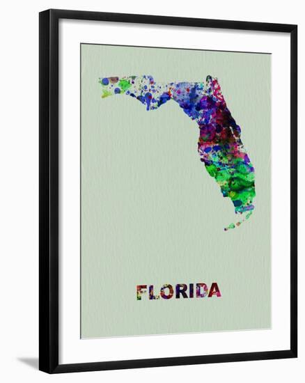 Florida Color Splatter Map-NaxArt-Framed Art Print