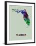 Florida Color Splatter Map-NaxArt-Framed Art Print