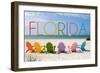 Florida - Colorful Beach Chairs-Lantern Press-Framed Art Print