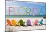 Florida - Colorful Beach Chairs-Lantern Press-Mounted Art Print