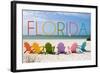 Florida - Colorful Beach Chairs-Lantern Press-Framed Art Print