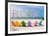 Florida - Colorful Beach Chairs-Lantern Press-Framed Art Print