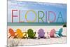 Florida - Colorful Beach Chairs-Lantern Press-Mounted Art Print