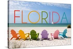 Florida - Colorful Beach Chairs-Lantern Press-Stretched Canvas