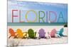 Florida - Colorful Beach Chairs-Lantern Press-Mounted Premium Giclee Print