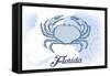 Florida - Crab - Blue - Coastal Icon-Lantern Press-Framed Stretched Canvas