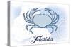 Florida - Crab - Blue - Coastal Icon-Lantern Press-Stretched Canvas