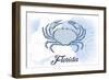 Florida - Crab - Blue - Coastal Icon-Lantern Press-Framed Art Print