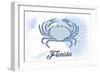 Florida - Crab - Blue - Coastal Icon-Lantern Press-Framed Art Print