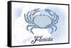 Florida - Crab - Blue - Coastal Icon-Lantern Press-Framed Stretched Canvas