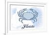 Florida - Crab - Blue - Coastal Icon-Lantern Press-Framed Art Print