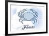 Florida - Crab - Blue - Coastal Icon-Lantern Press-Framed Art Print