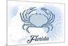 Florida - Crab - Blue - Coastal Icon-Lantern Press-Mounted Art Print
