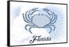Florida - Crab - Blue - Coastal Icon-Lantern Press-Framed Stretched Canvas