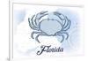 Florida - Crab - Blue - Coastal Icon-Lantern Press-Framed Art Print