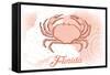 Florida - Crab - Coral - Coastal Icon-Lantern Press-Framed Stretched Canvas