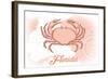 Florida - Crab - Coral - Coastal Icon-Lantern Press-Framed Art Print