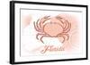 Florida - Crab - Coral - Coastal Icon-Lantern Press-Framed Art Print