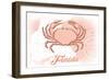 Florida - Crab - Coral - Coastal Icon-Lantern Press-Framed Art Print