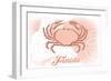 Florida - Crab - Coral - Coastal Icon-Lantern Press-Framed Art Print