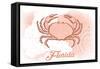 Florida - Crab - Coral - Coastal Icon-Lantern Press-Framed Stretched Canvas