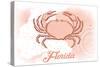 Florida - Crab - Coral - Coastal Icon-Lantern Press-Stretched Canvas