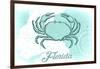 Florida - Crab - Teal - Coastal Icon-Lantern Press-Framed Art Print