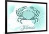 Florida - Crab - Teal - Coastal Icon-Lantern Press-Framed Art Print