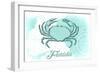 Florida - Crab - Teal - Coastal Icon-Lantern Press-Framed Art Print