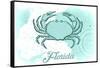 Florida - Crab - Teal - Coastal Icon-Lantern Press-Framed Stretched Canvas