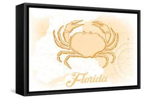Florida - Crab - Yellow - Coastal Icon-Lantern Press-Framed Stretched Canvas
