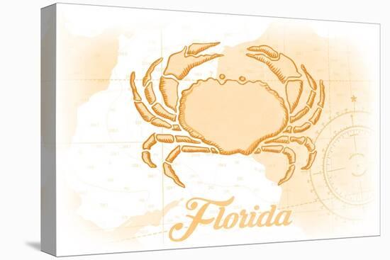 Florida - Crab - Yellow - Coastal Icon-Lantern Press-Stretched Canvas