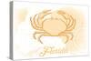 Florida - Crab - Yellow - Coastal Icon-Lantern Press-Stretched Canvas