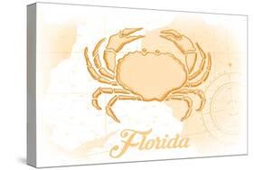 Florida - Crab - Yellow - Coastal Icon-Lantern Press-Stretched Canvas