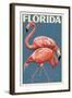 Florida - Flamingo-Lantern Press-Framed Art Print