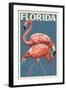 Florida - Flamingo-Lantern Press-Framed Art Print